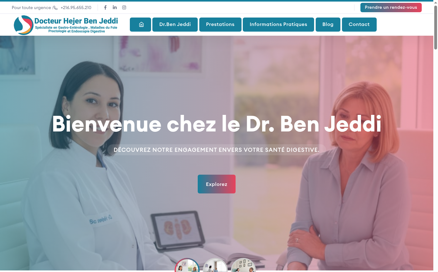 Site vitrine du Dr. Hejer Ben Jeddi, spécialiste en gastro-entérologie à Tunis
