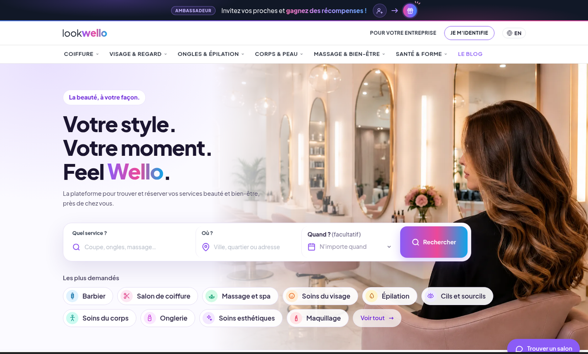 lookwello, marketplace canadienne de réservation en ligne de salons de beauté et de bien-être