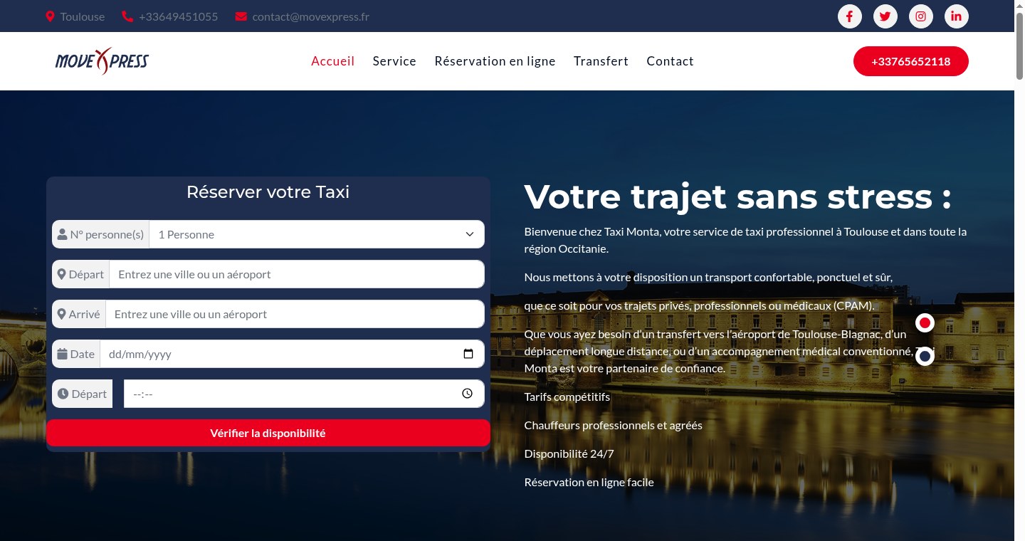 MoveXpress, service de taxi professionnel à Toulouse