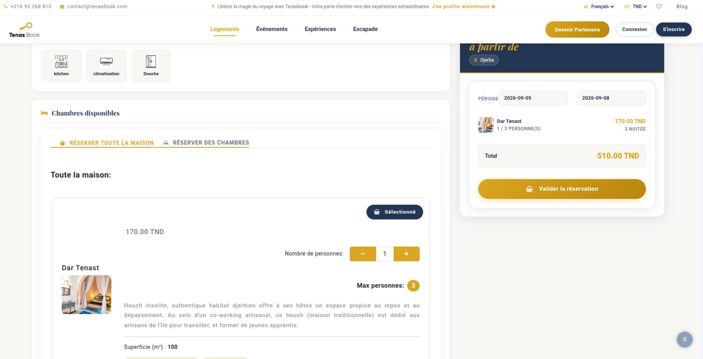 Module de réservation Tenasbook