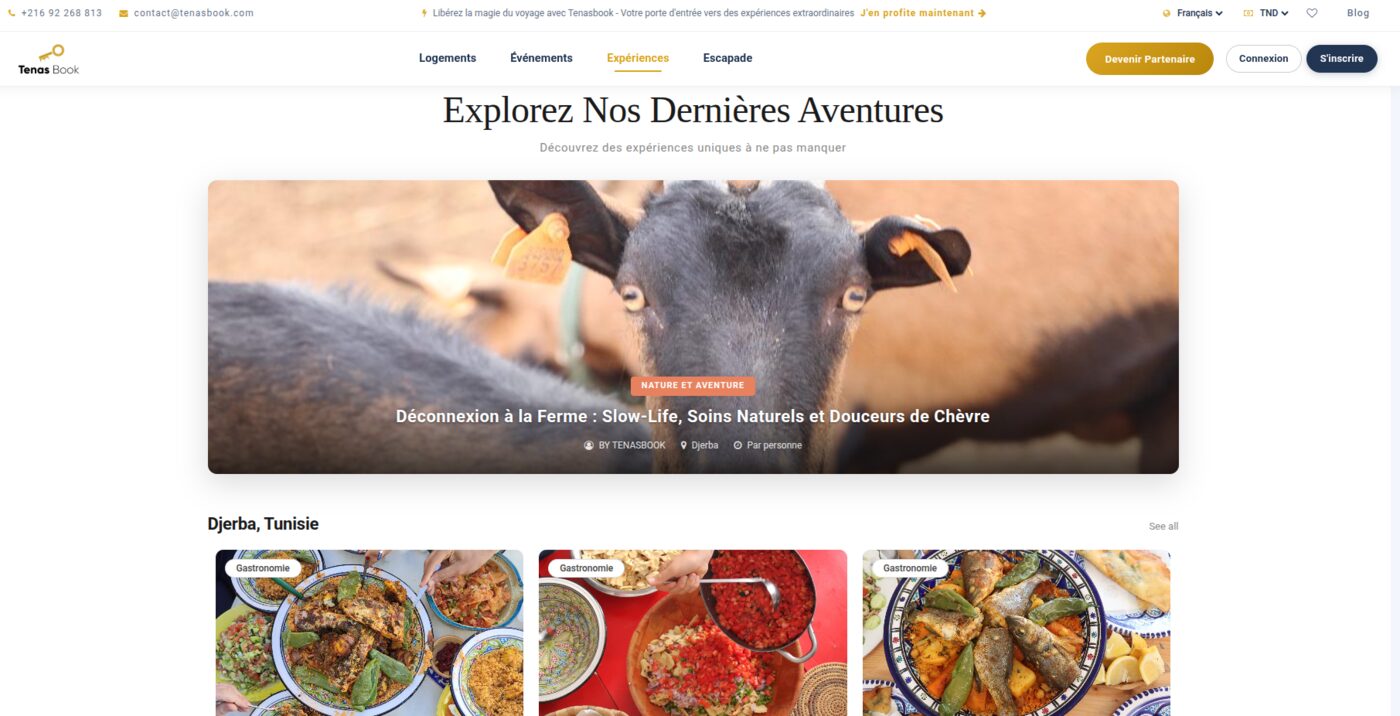 Liste des expériences Tenasbook