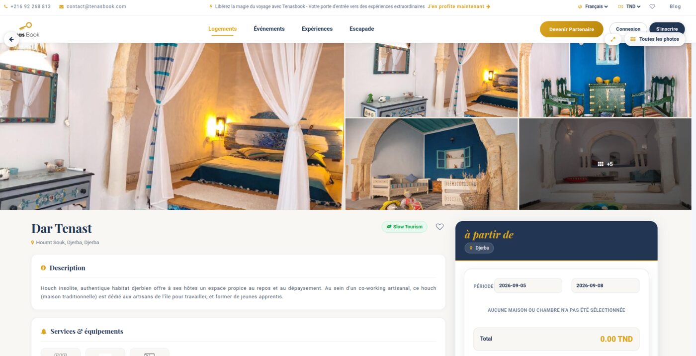 Fiche détaillée d'un logement Tenasbook